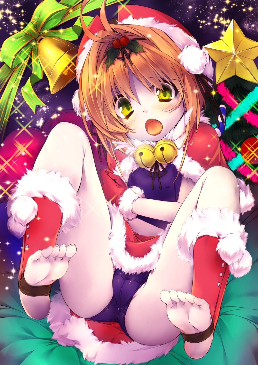 cameltoe card_captor_sakura christmas feet kamitsurugi_ouka kinomoto_sakura loli school_swimsuit swimsuits