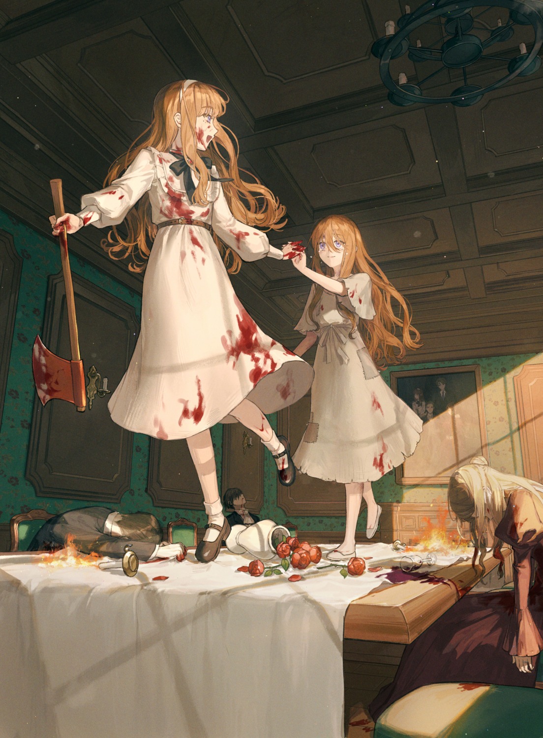 blood dress kotobuki_nashiko torn_clothes weapon