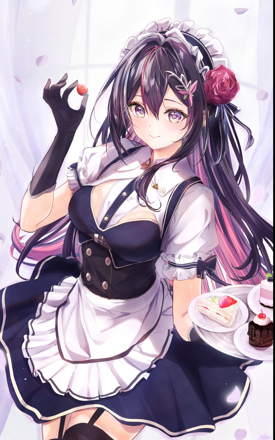 azki_(hololive) hololive maid stockings thighhighs yuki_haru