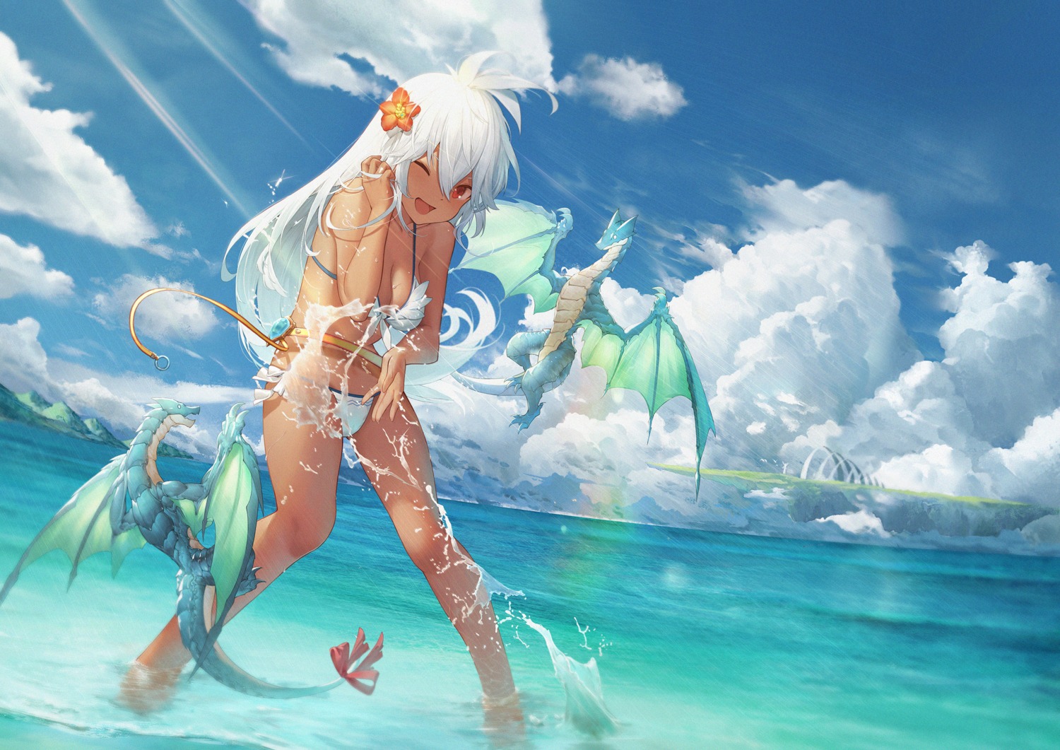 bikini cg_(2686805355) granblue_fantasy monster swimsuits wet zooey_(granblue_fantasy)