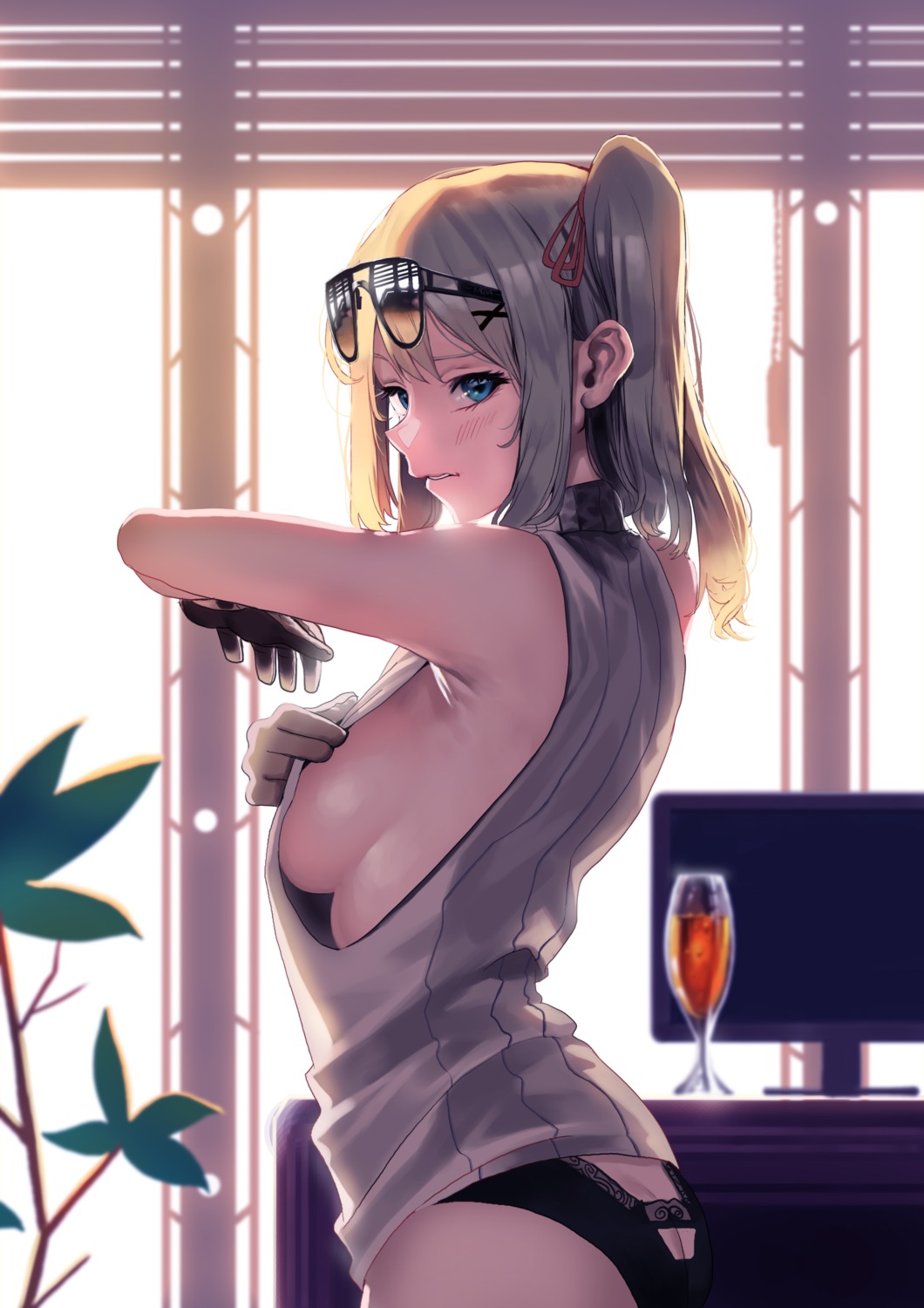 ass girls_frontline ihobus kalina_(girls_frontline) megane no_bra pantsu underboob