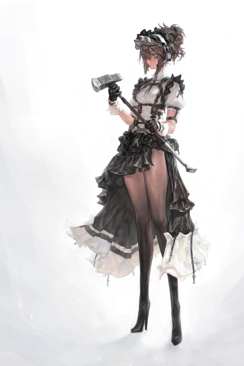 agoto headphones heels maid pantyhose weapon