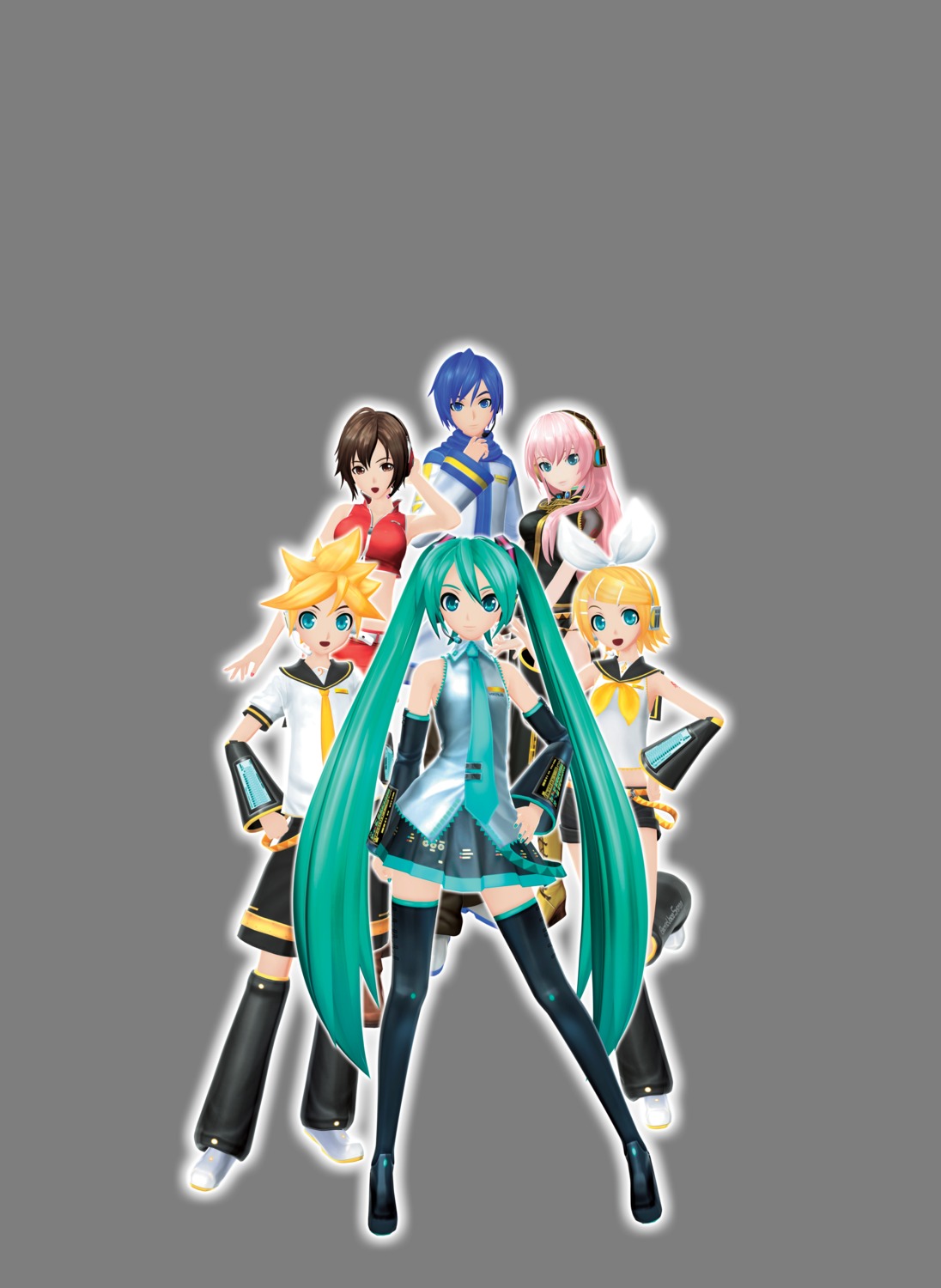 cg hatsune_miku headphones kagamine_len kagamine_rin kaito megurine_luka meiko thighhighs transparent_png vocaloid