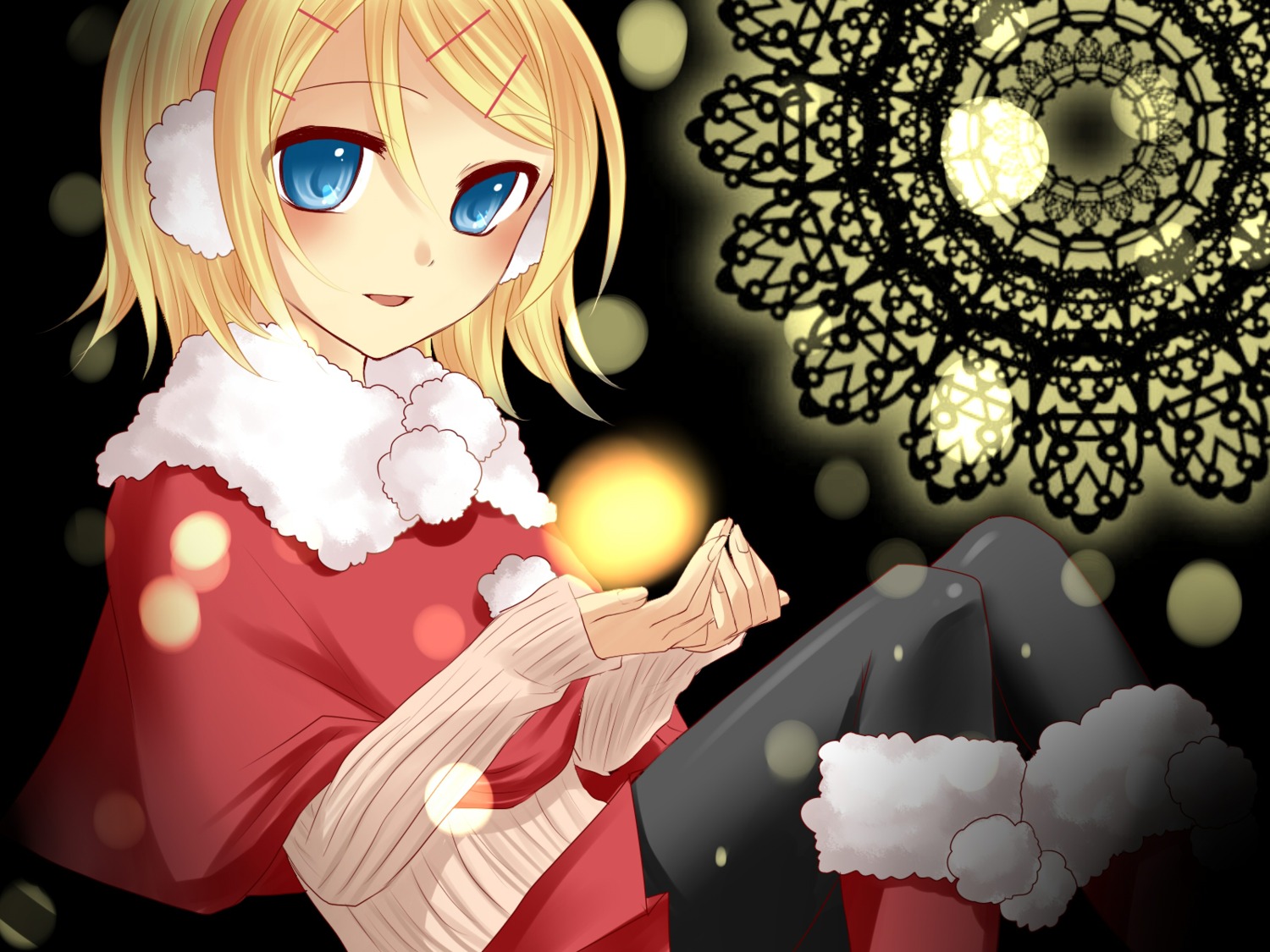 christmas kagamine_rin pantyhose vocaloid wallpaper yayoi