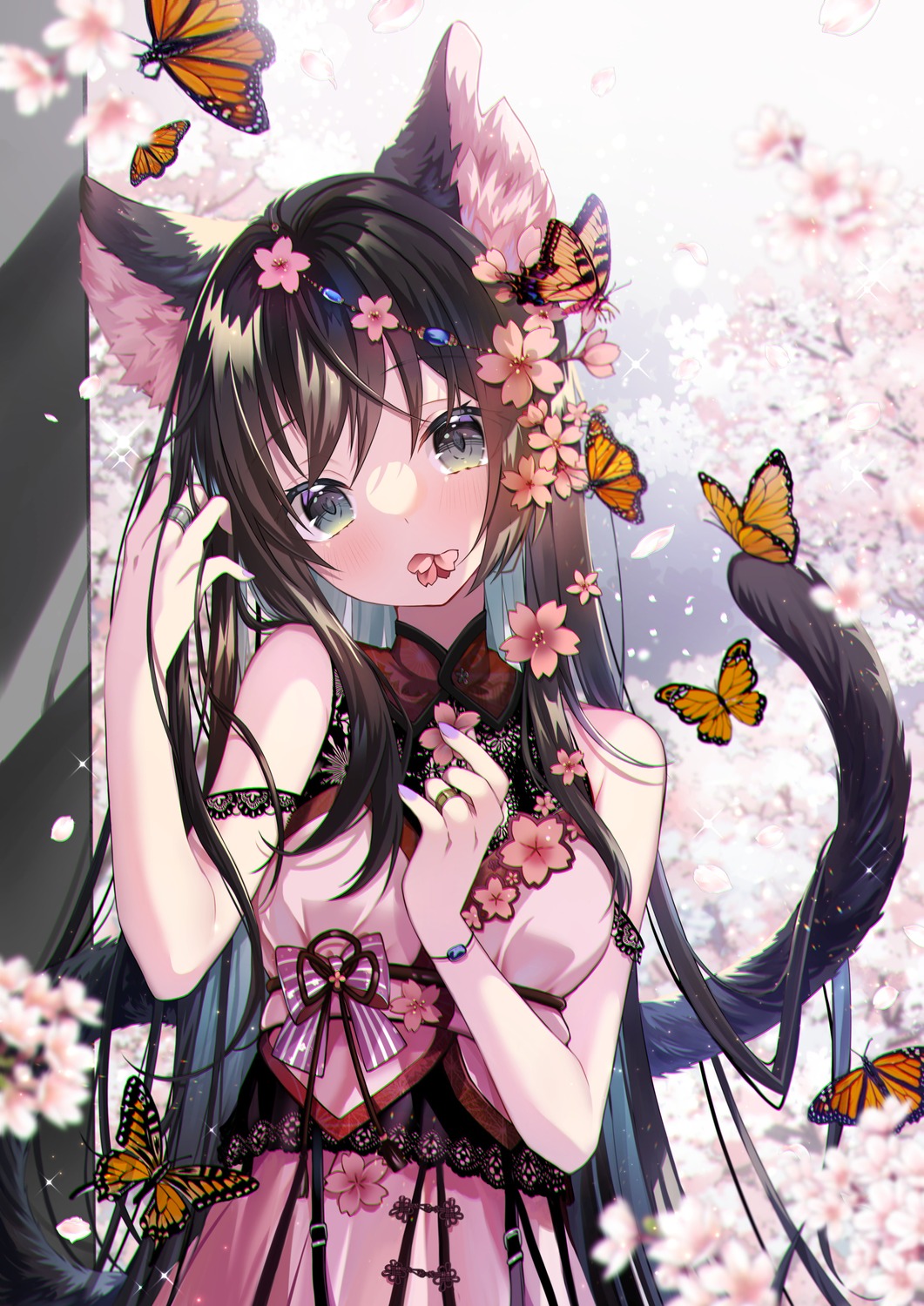 animal_ears asian_clothes nekomimi tail touka_(07touka25)