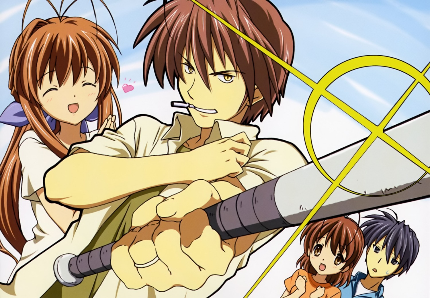 baseball clannad furukawa_akio furukawa_nagisa furukawa_sanae okazaki_tomoya