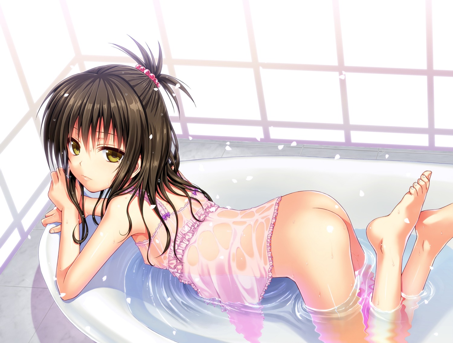 40010prototype ass bathing bikini bottomless breast_hold breasts lingerie loli nipples see_through swimsuits to_love_ru wet wet_clothes yuuki_mikan