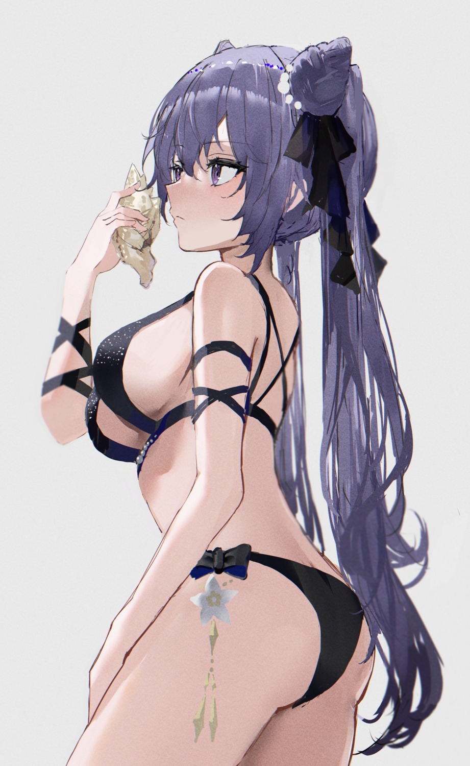 ass bikini genshin_impact keqing raiya_atelier swimsuits thong