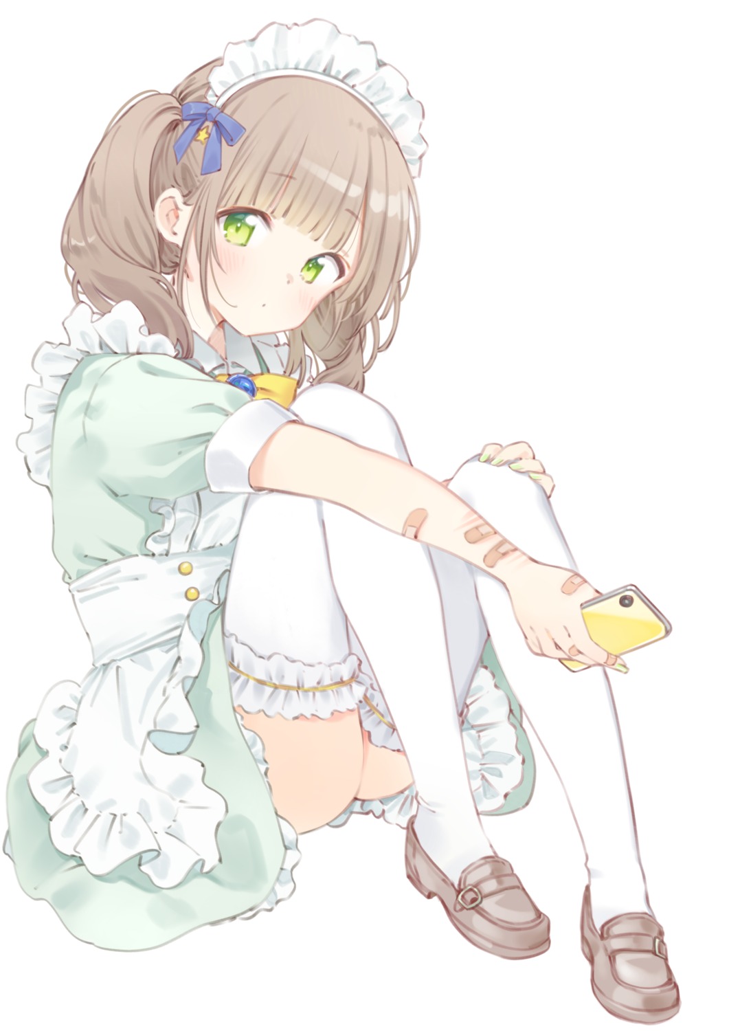 bandaid maid maigoyaki skirt_lift tagme thighhighs