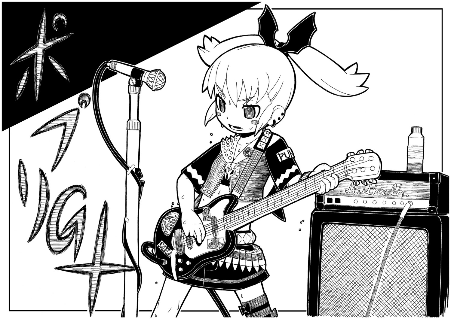 fixed guitar kage_shoujo_g monochrome