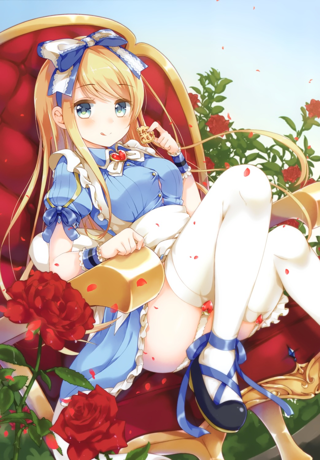 alice alice_in_wonderland dress emori_miku_project emu_alice gomano_rio heels stockings thighhighs