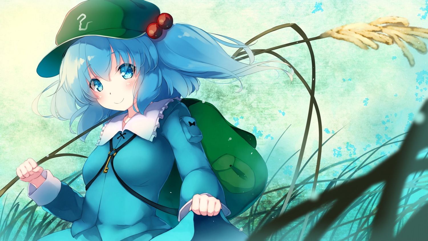 gengetsu_chihiro kawashiro_nitori skirt_lift touhou wallpaper