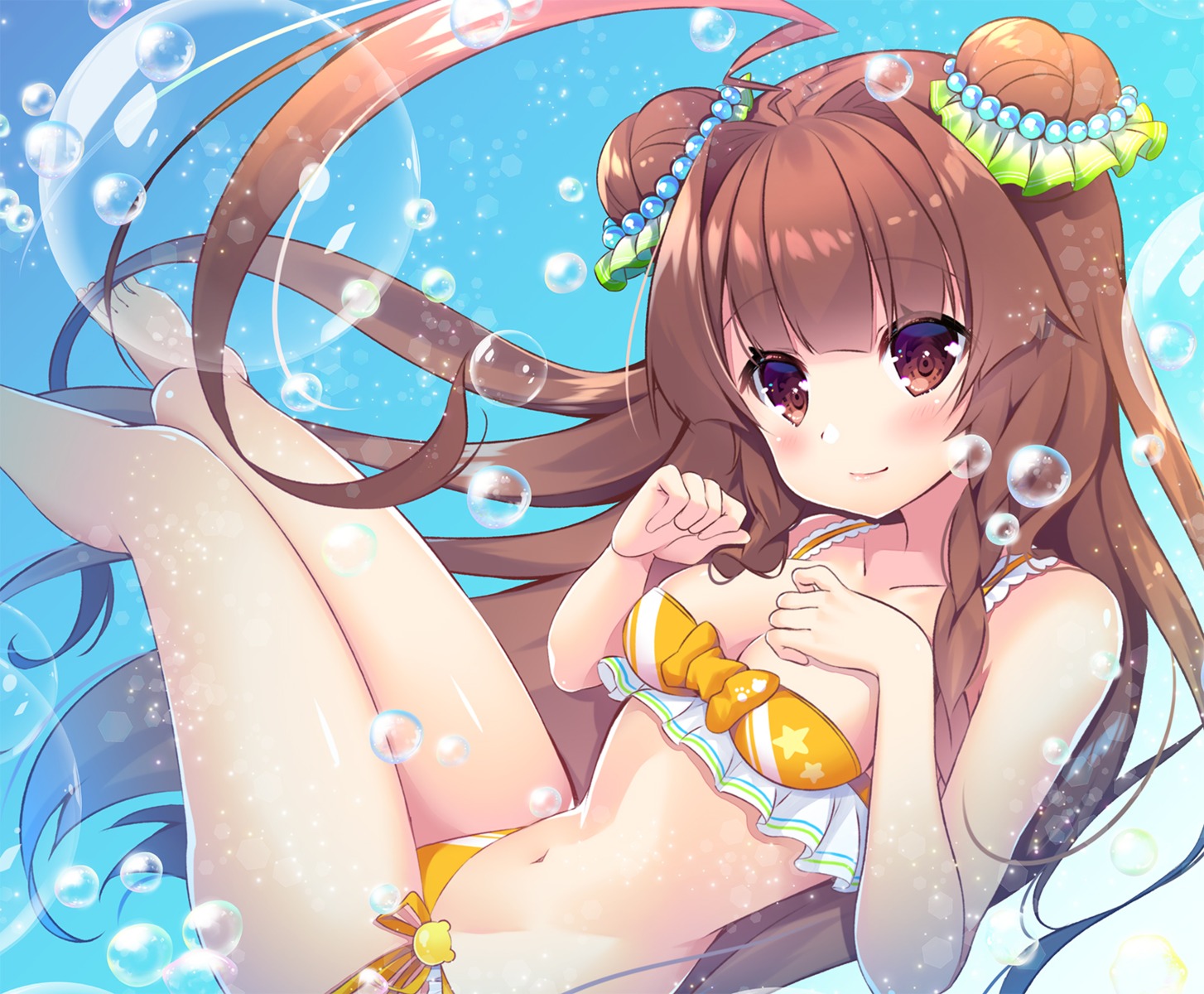 bikini breast_hold cleavage kantai_collection ko_yu kuma_(kancolle) swimsuits wet