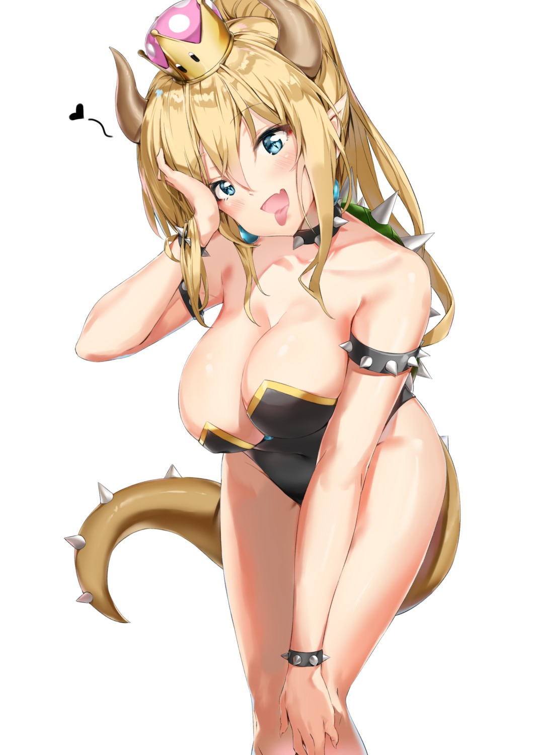 bowsette horns leotard new_super_mario_bros._u_deluxe pixel_(yuxian) pointy_ears tail