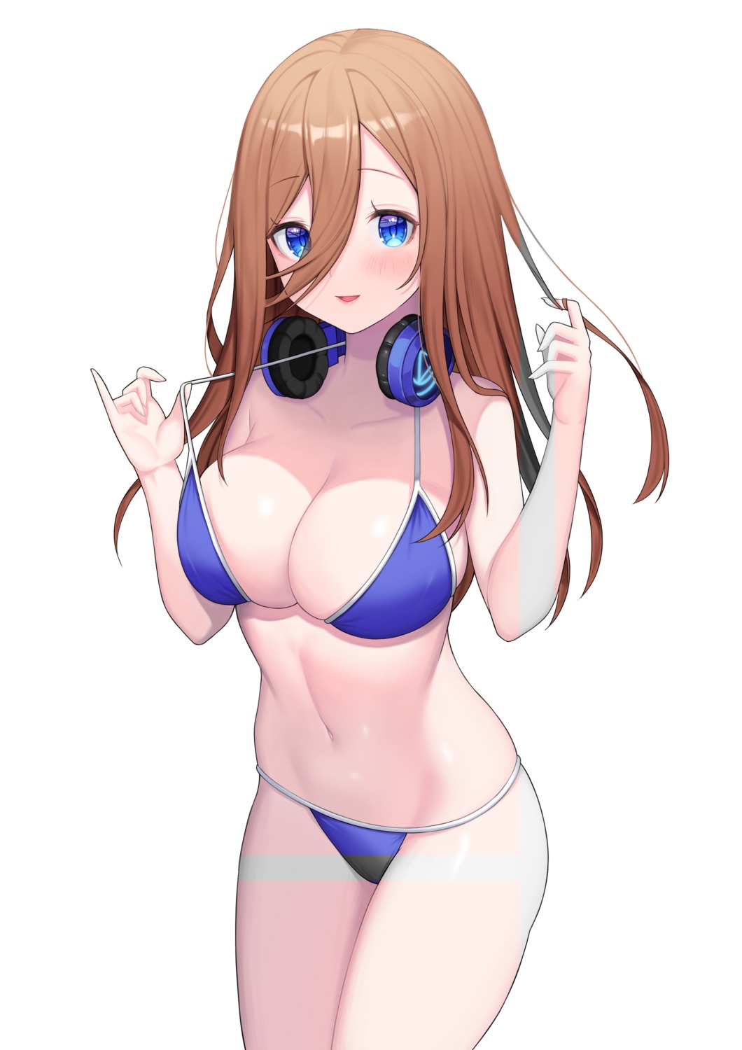 5-toubun_no_hanayome bikini headphones nakano_miku swimsuits undressing yuri_(chocho_q)