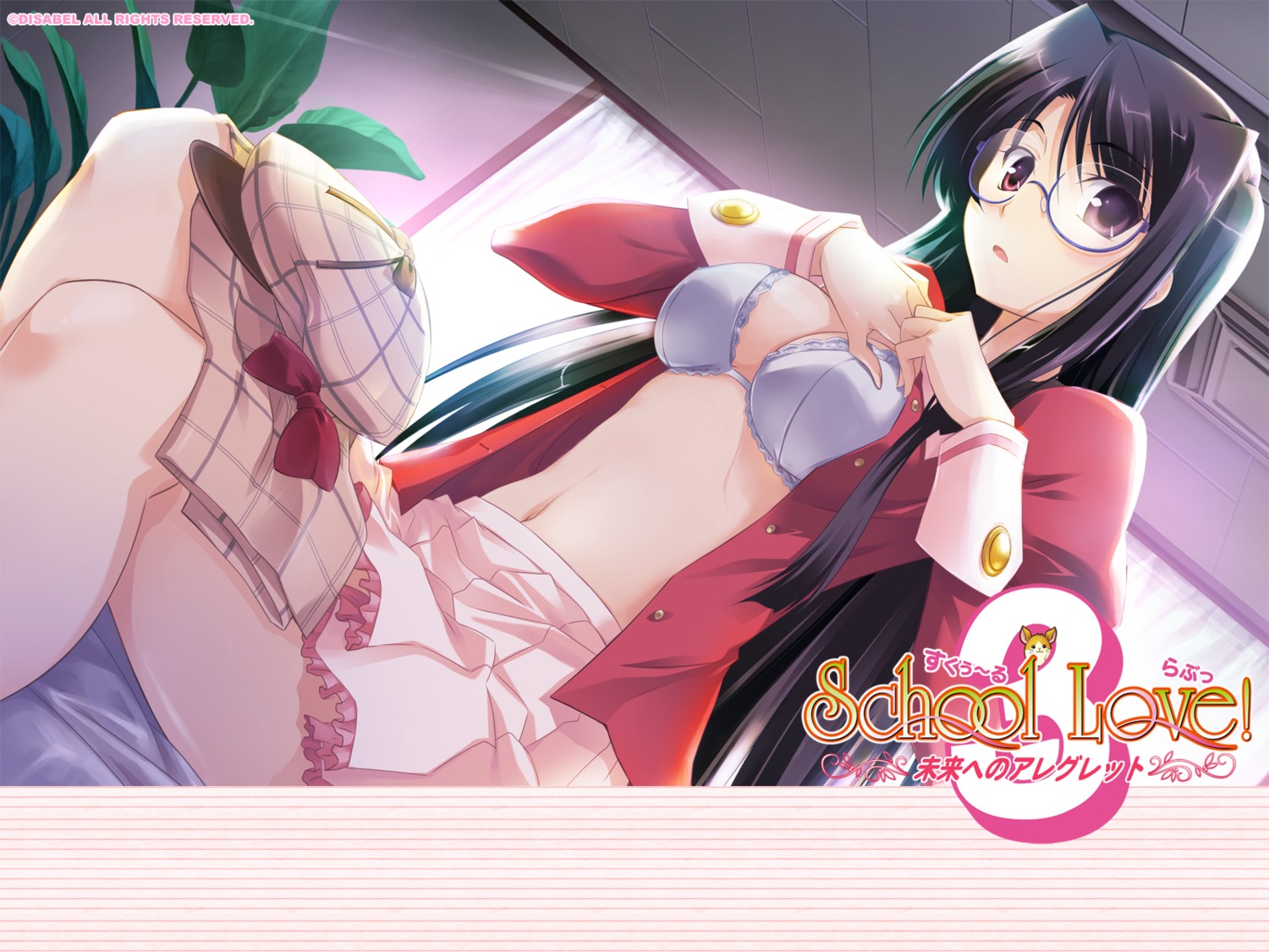 bra izumi_mahiru megane open_shirt school_love! school_love!_3 undressing wallpaper