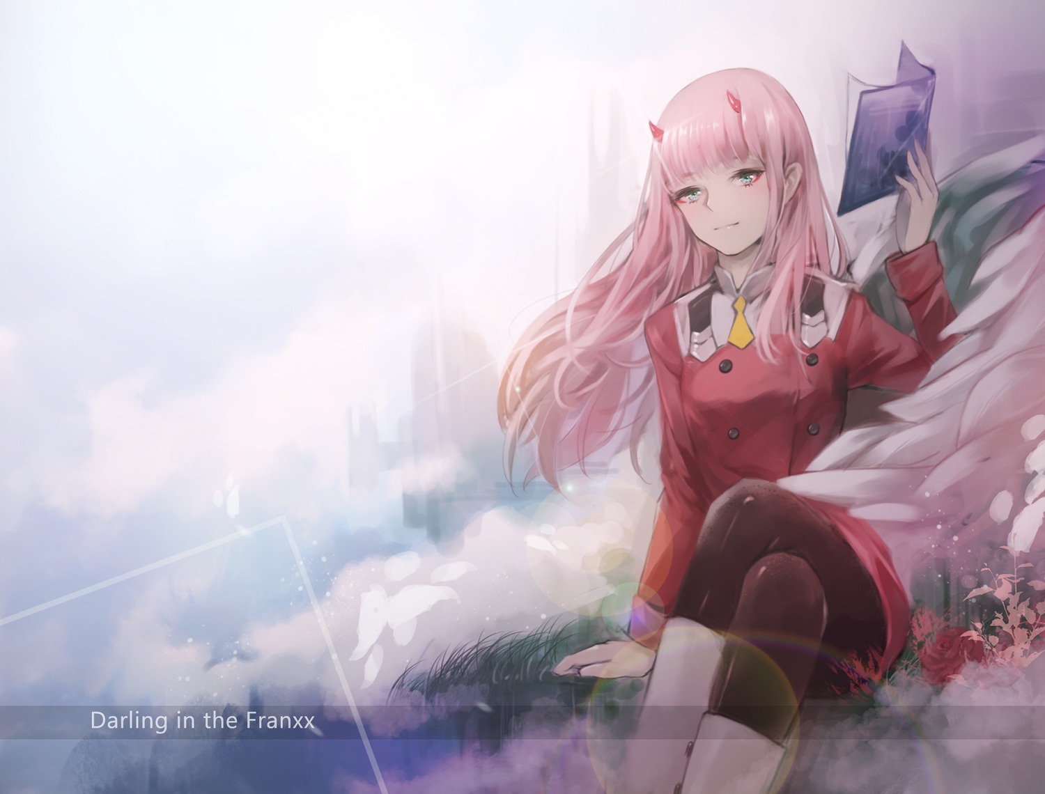 darling_in_the_franxx horns pantyhose uniform zero_two_(darling_in_the_franxx)