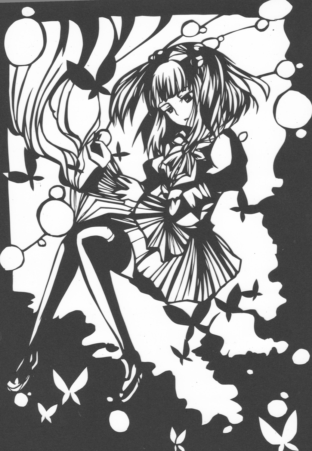 eri_(appleandtoothpick) monochrome thighhighs umineko_no_naku_koro_ni ushiromiya_ange