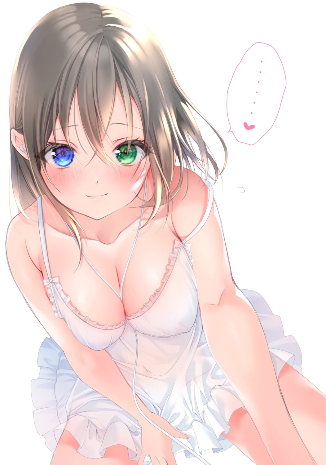 cleavage dress heterochromia no_bra see_through skirt_lift summer_dress yoruhoshi_owl