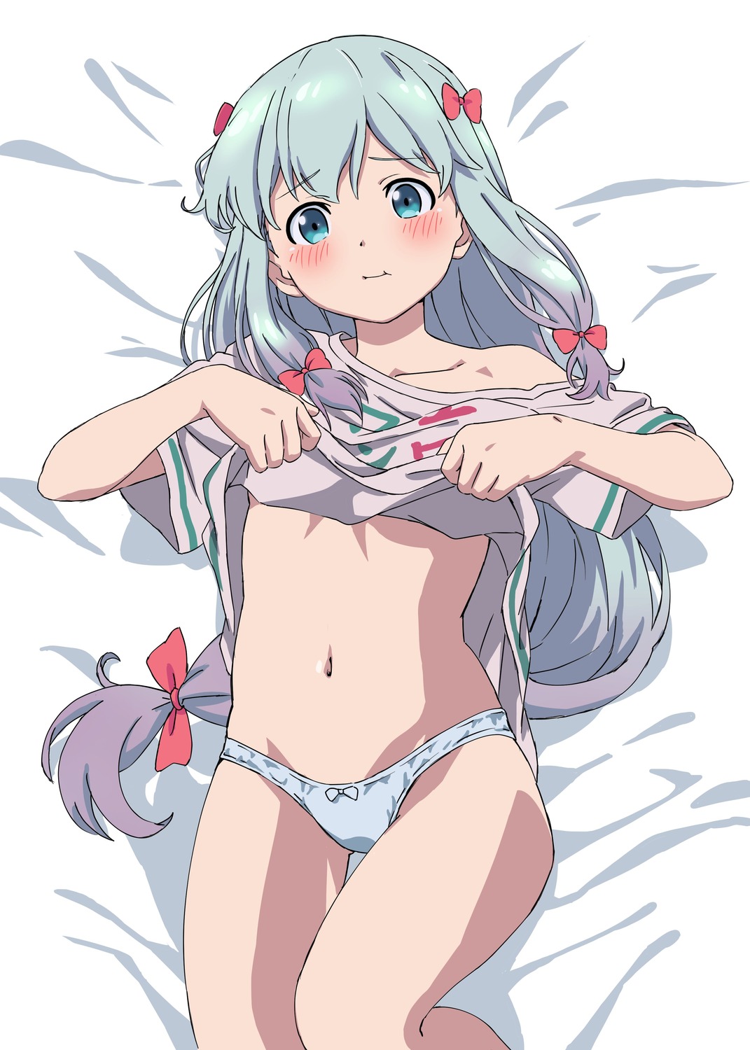 atsumi_tomoya eromanga-sensei izumi_sagiri loli pantsu shirt_lift undressing