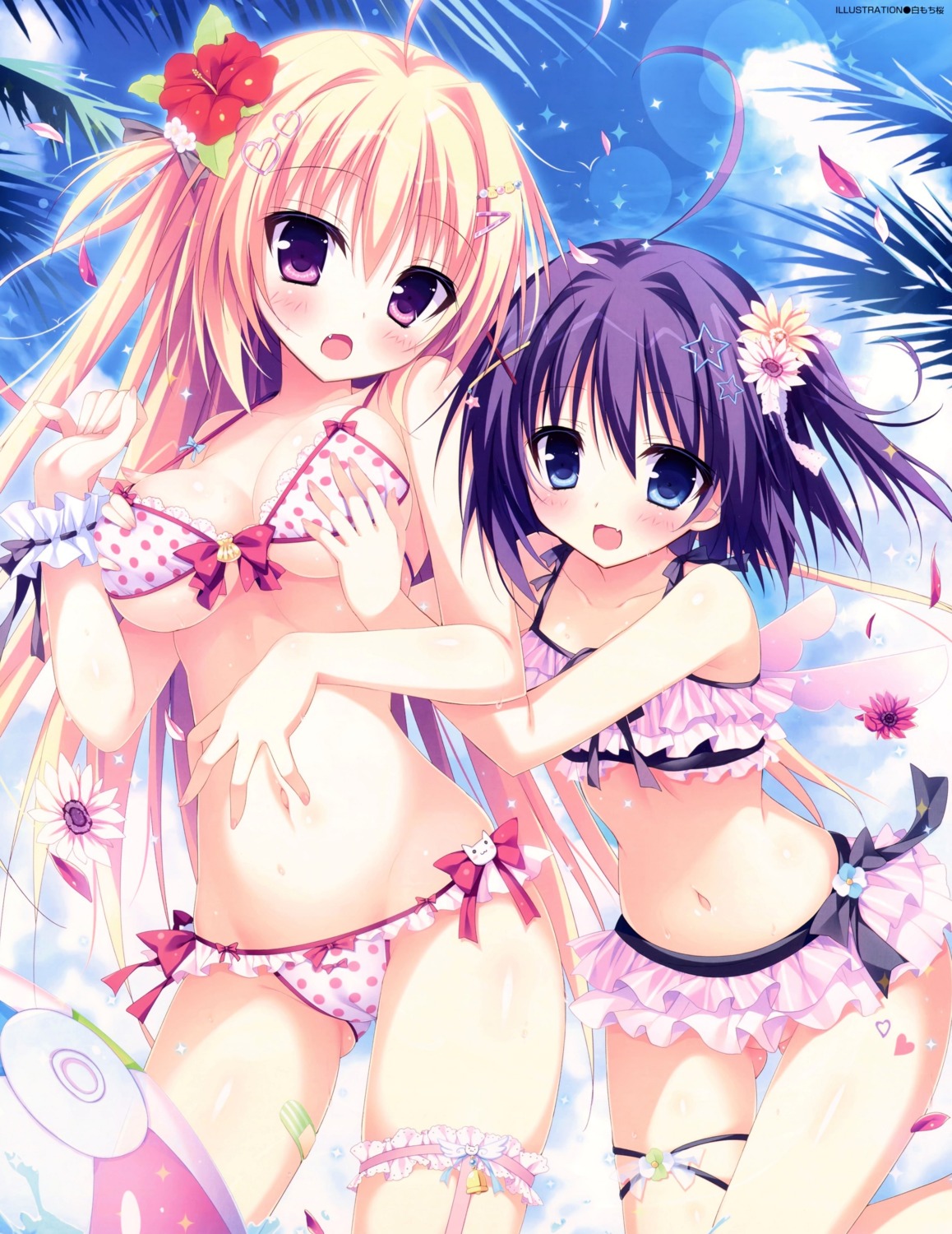 bandaid bikini breast_grab cameltoe cleavage garter shiromochi_sakura stockings swimsuits thighhighs underboob