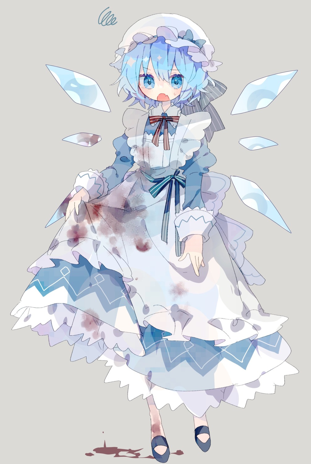 cirno maid nikorashika skirt_lift touhou wings