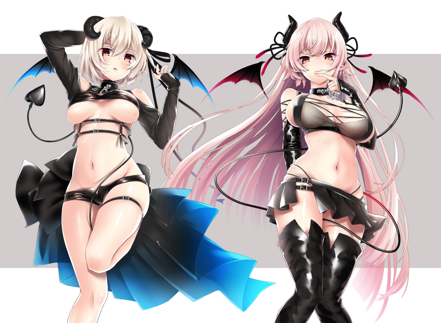 garter horns no_bra pantsu pointy_ears tail thighhighs touwa_iyo wings