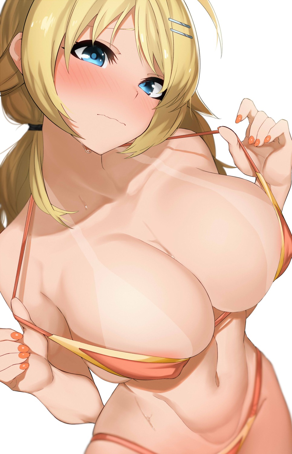 apple_(ygbhjdbiulsg) areola bikini erect_nipples hachimiya_meguru swimsuits tan_lines the_idolm@ster the_idolm@ster_shiny_colors undressing