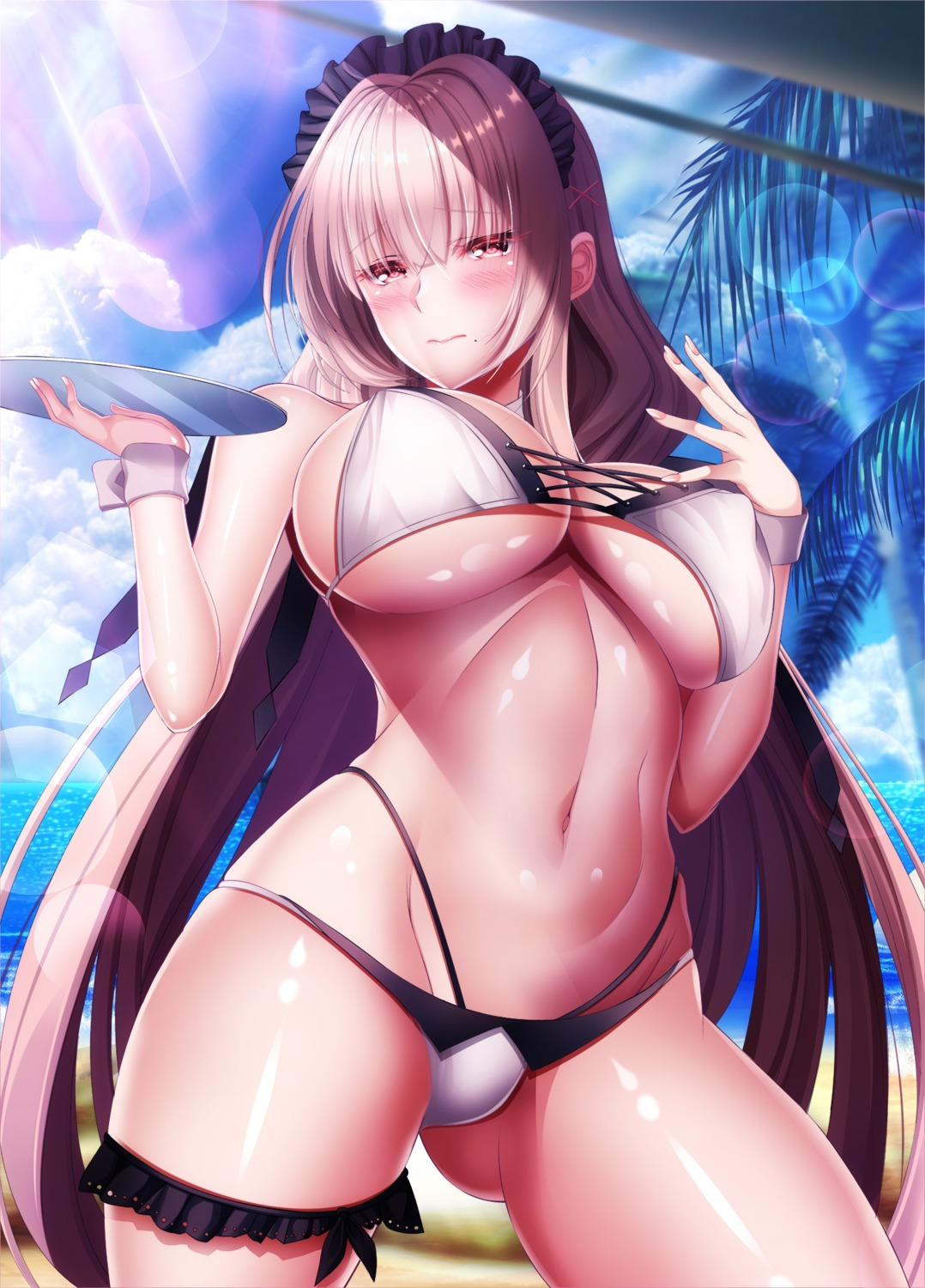 azur_lane bikini erect_nipples garter swiftsure_(azur_lane) swimsuits wet yuuzuki_hijiri