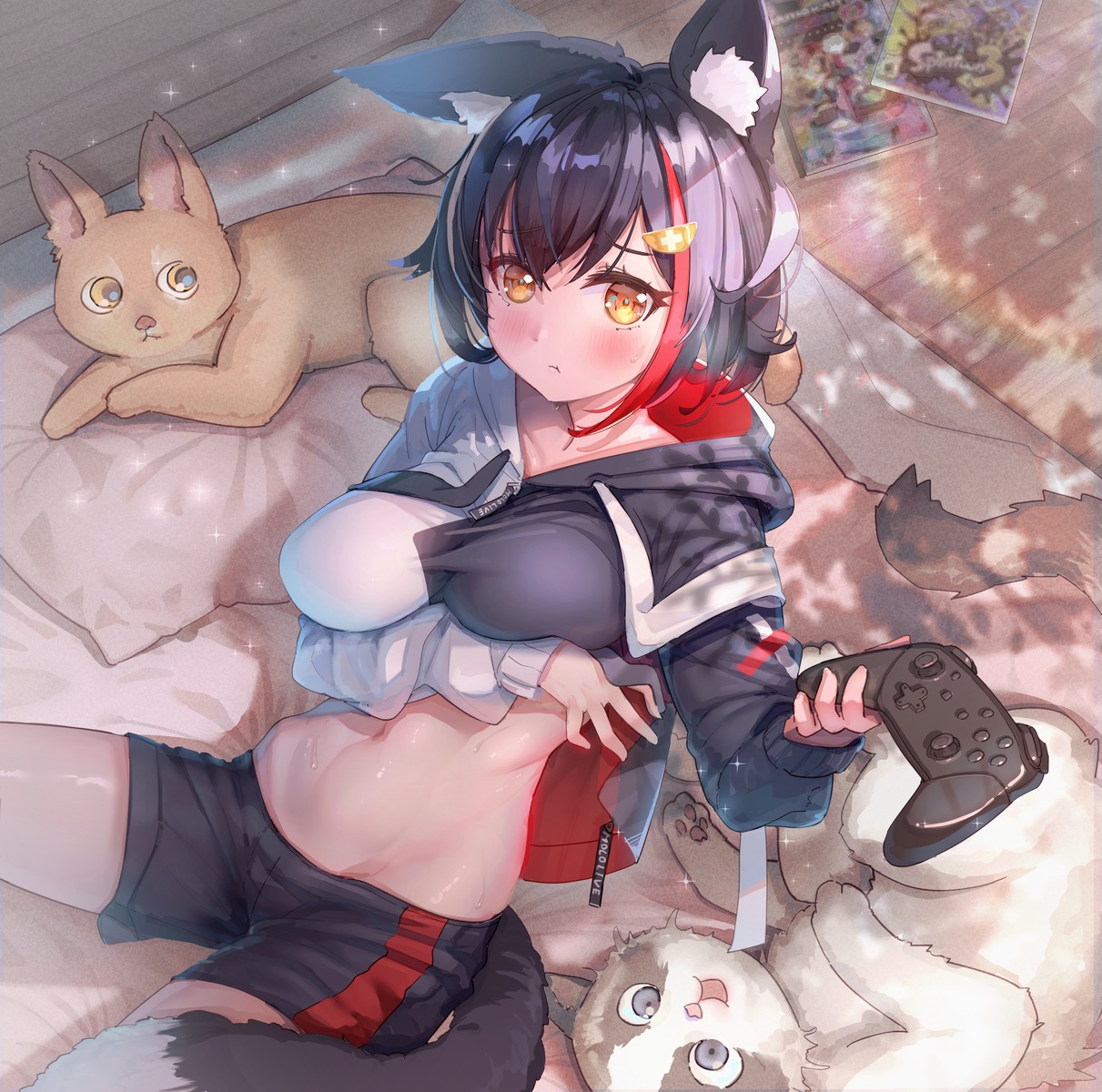 animal_ears cucumbear073 hololive hololive_gamers ookami_mio tail undressing