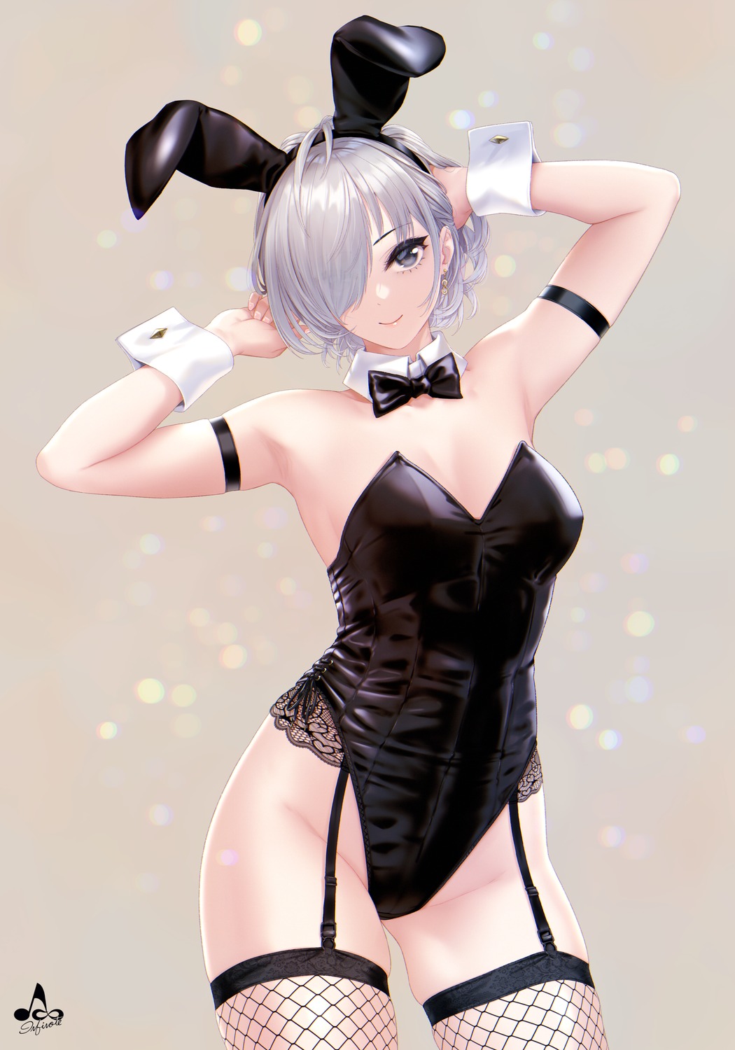 animal_ears bunny_ears bunny_girl fishnets infinote sashou_mihiro stockings thighhighs