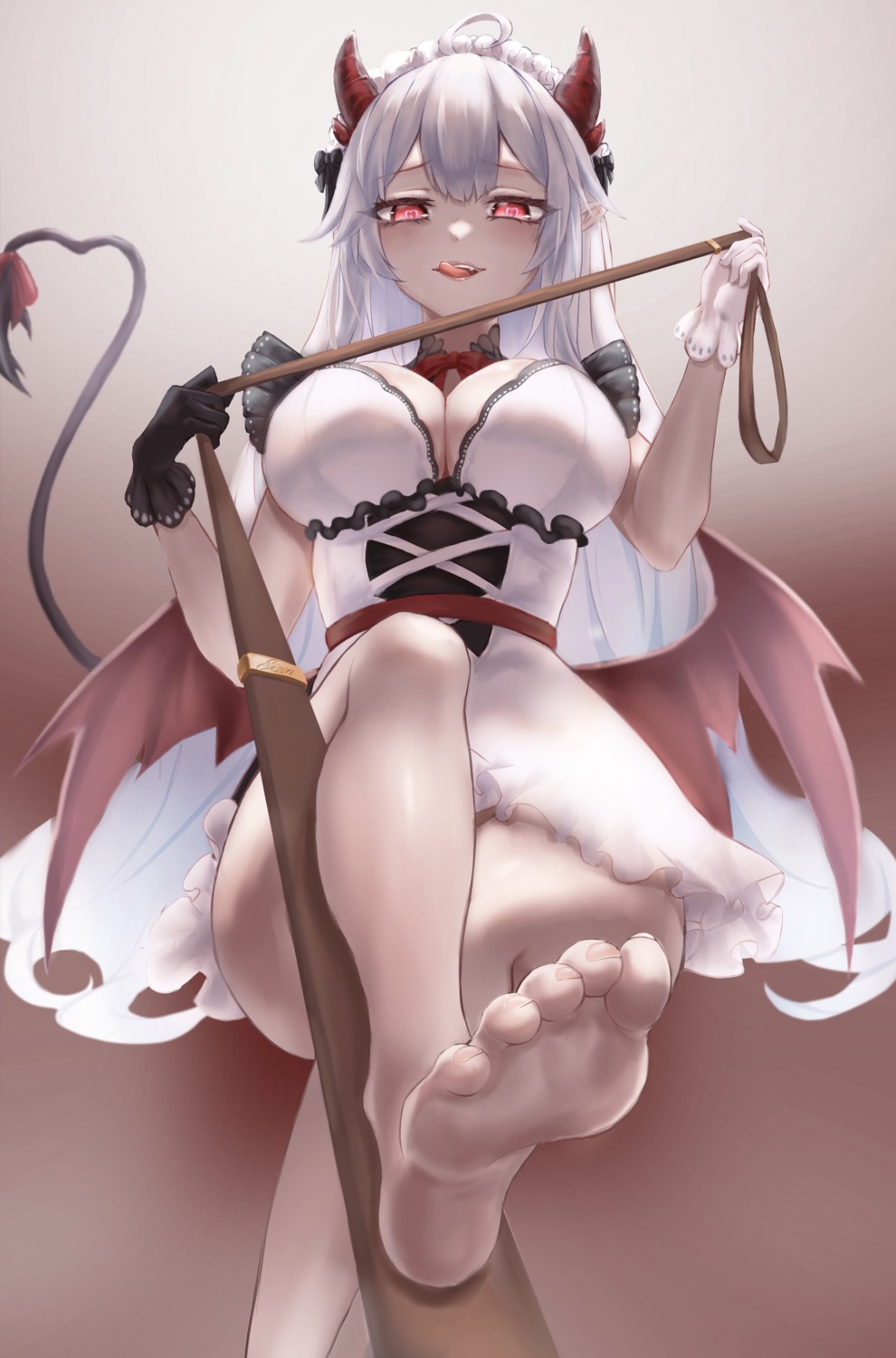 cleavage devil feet horns maid pointy_ears tail veibae vshojo wings yyfuu