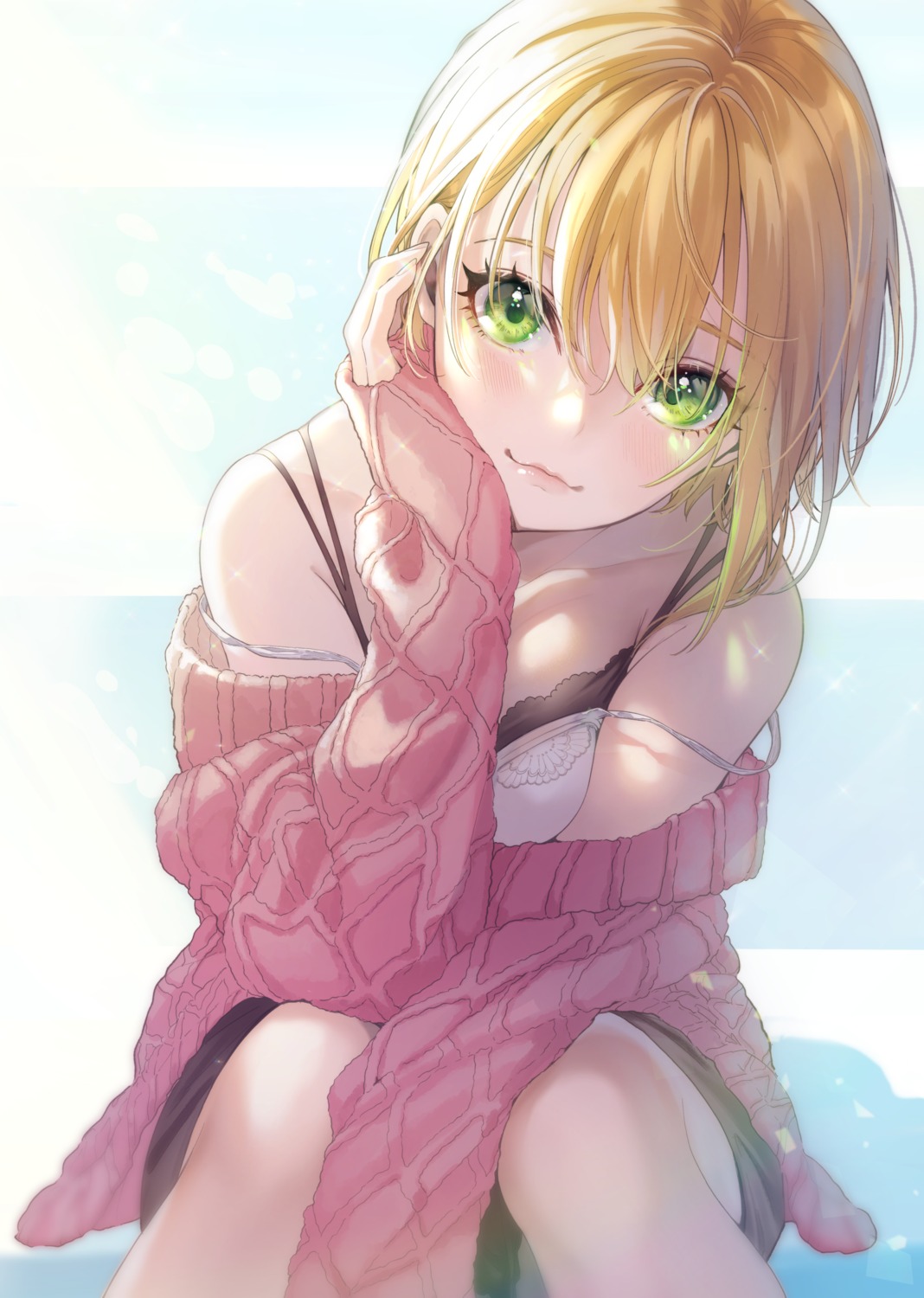 bra breast_hold magako miyamoto_frederica sweater the_idolm@ster the_idolm@ster_cinderella_girls