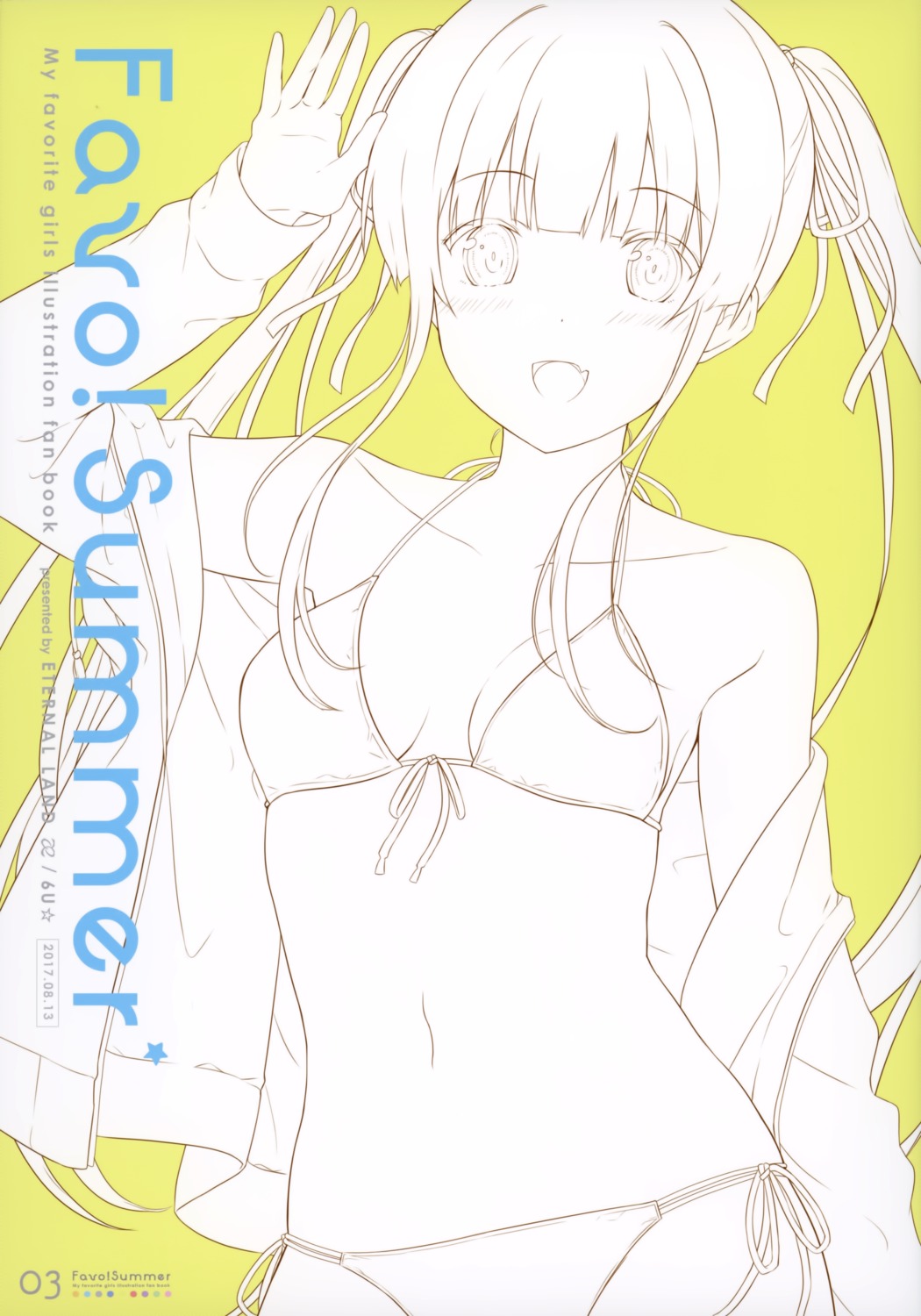 6u bikini cleavage eternal_land line_art open_shirt raw_scan saenai_heroine_no_sodatekata sawamura_spencer_eriri swimsuits