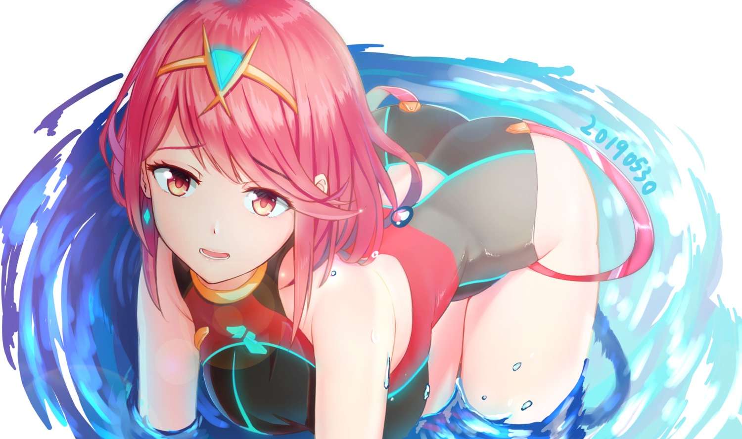 homura_(xenoblade_2) panana swimsuits wet xenoblade xenoblade_chronicles_2