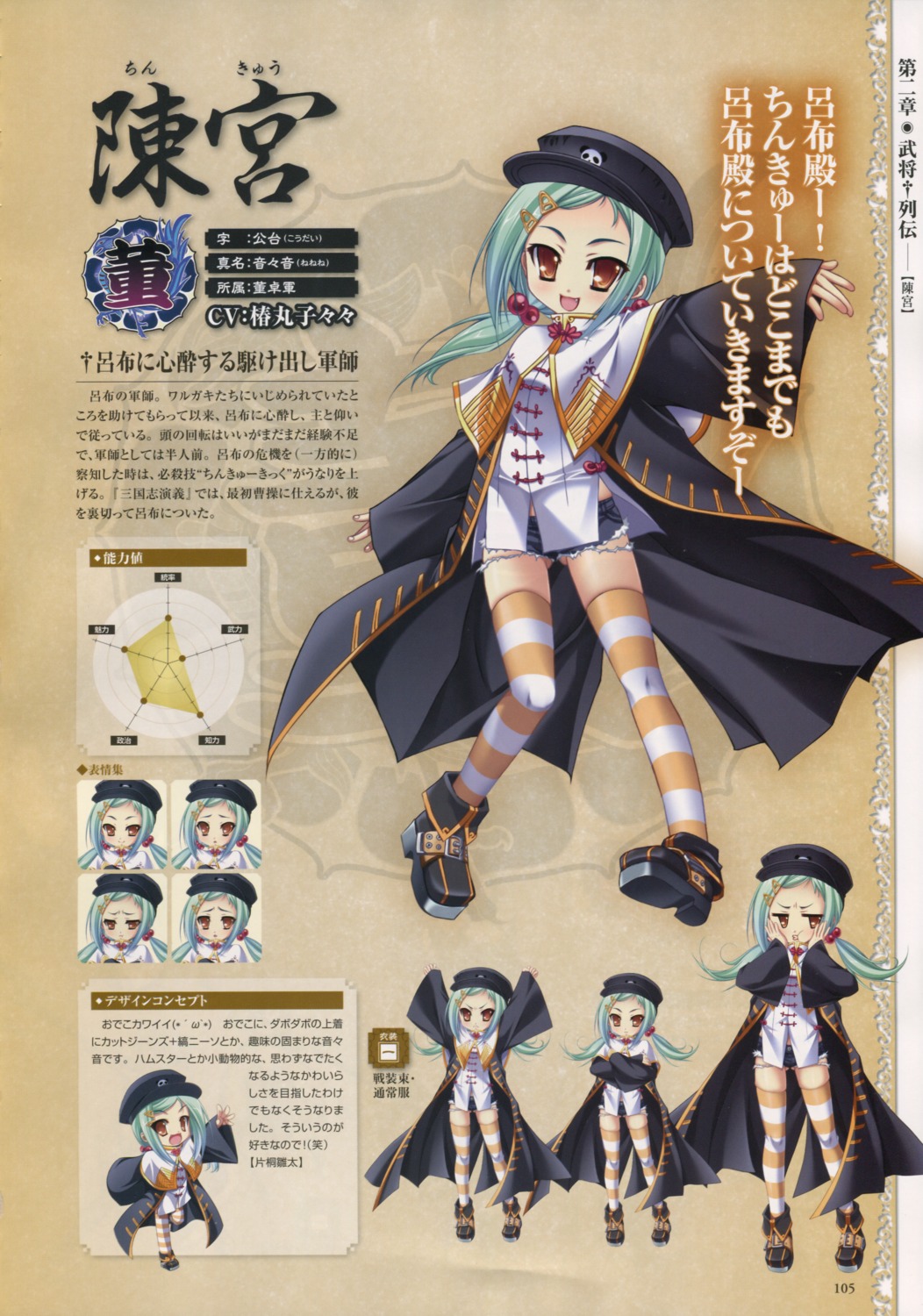 asian_clothes baseson character_design chibi chinkyuu expression koihime_musou profile_page thighhighs