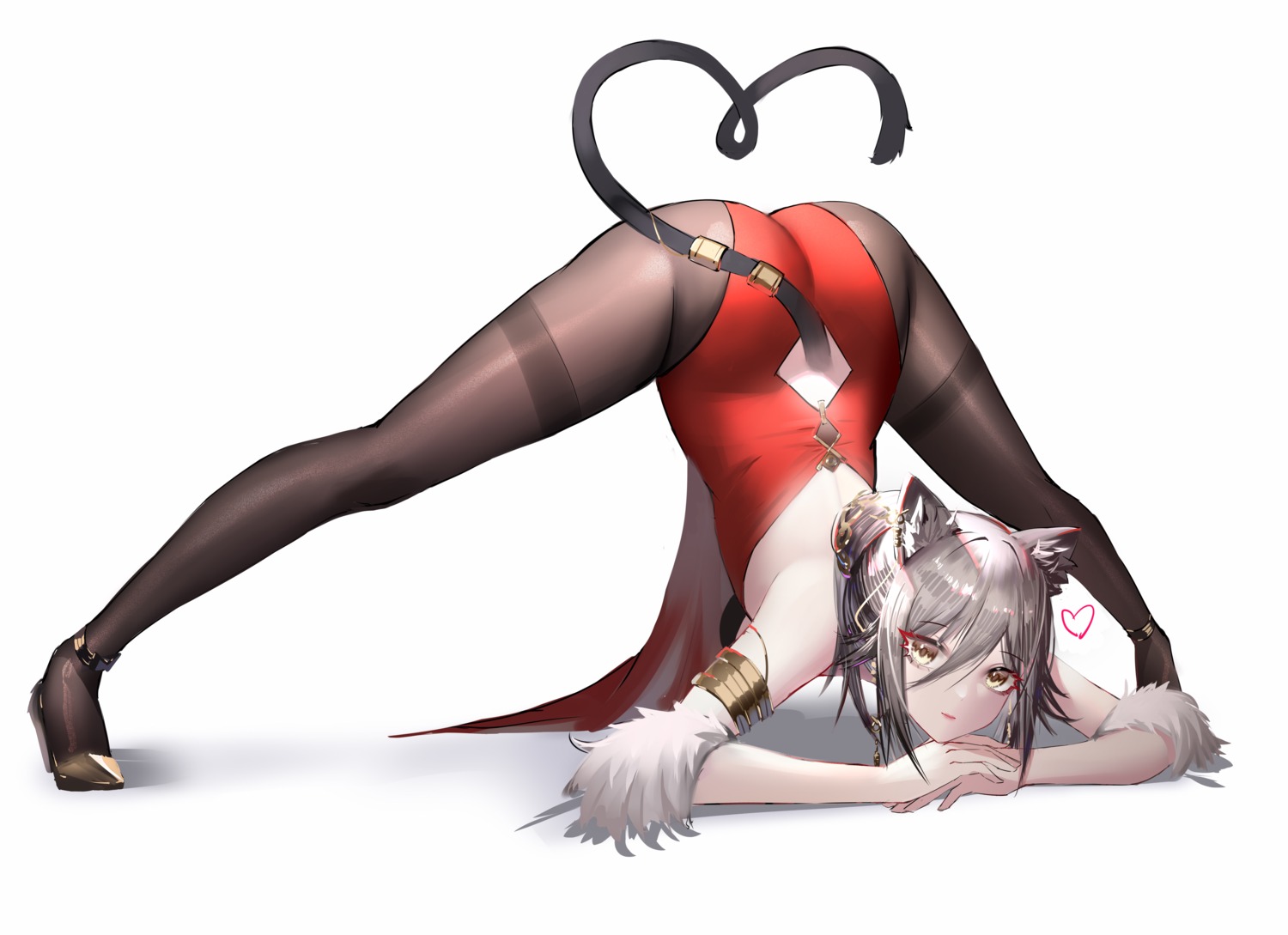 animal_ears ass chinadress heels nekomimi no_bra pantyhose rib_(rib_delesetong) tail