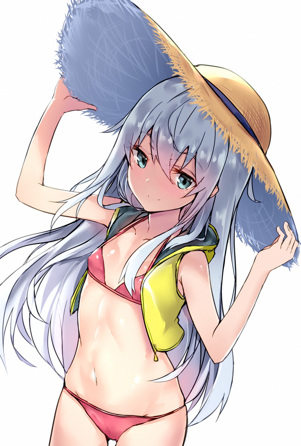 bikini hibiki_(kancolle) kantai_collection kure_(kure_ng) open_shirt swimsuits