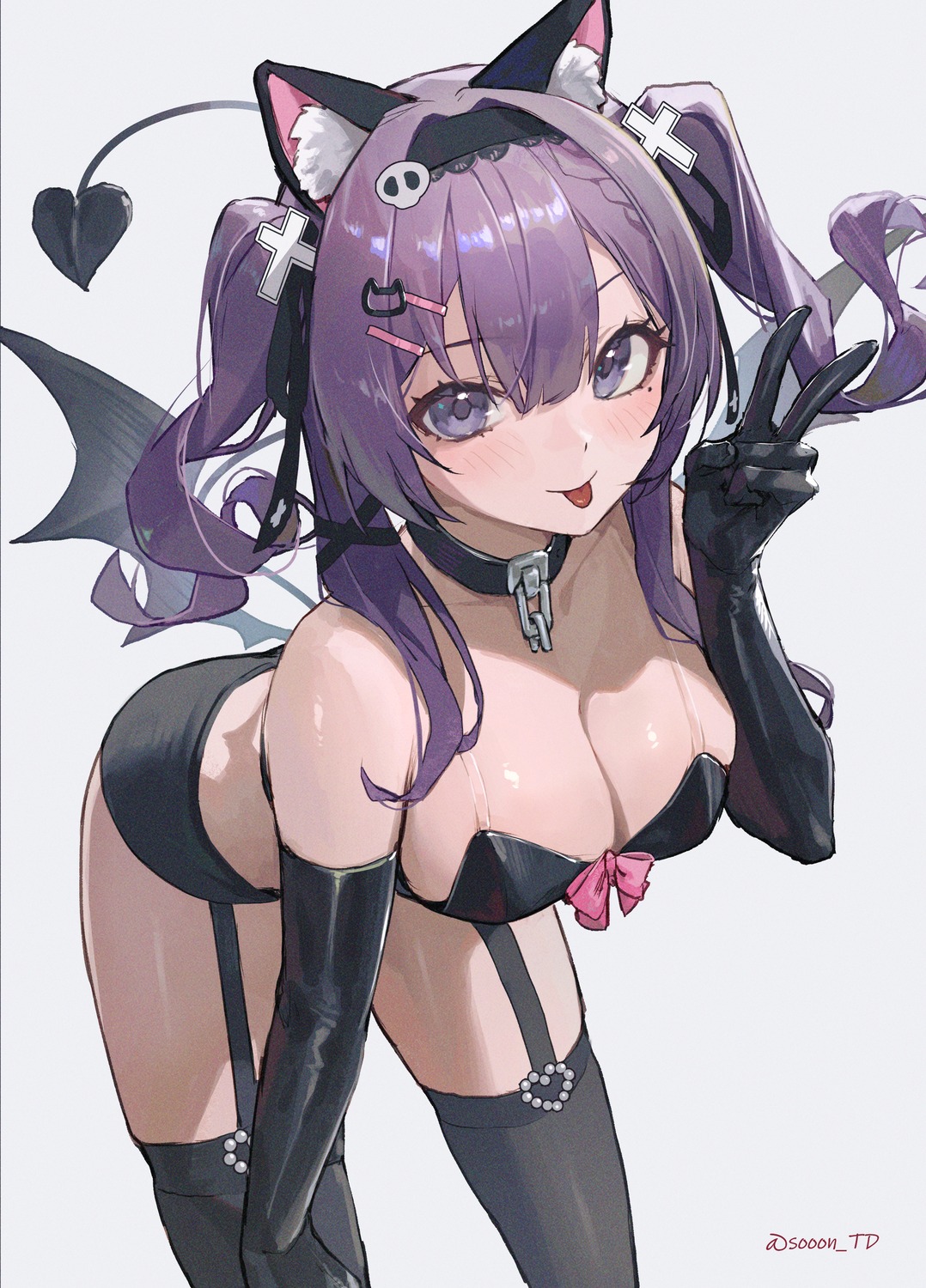 animal_ears bra devil nekomimi sooon stockings tail thighhighs wings