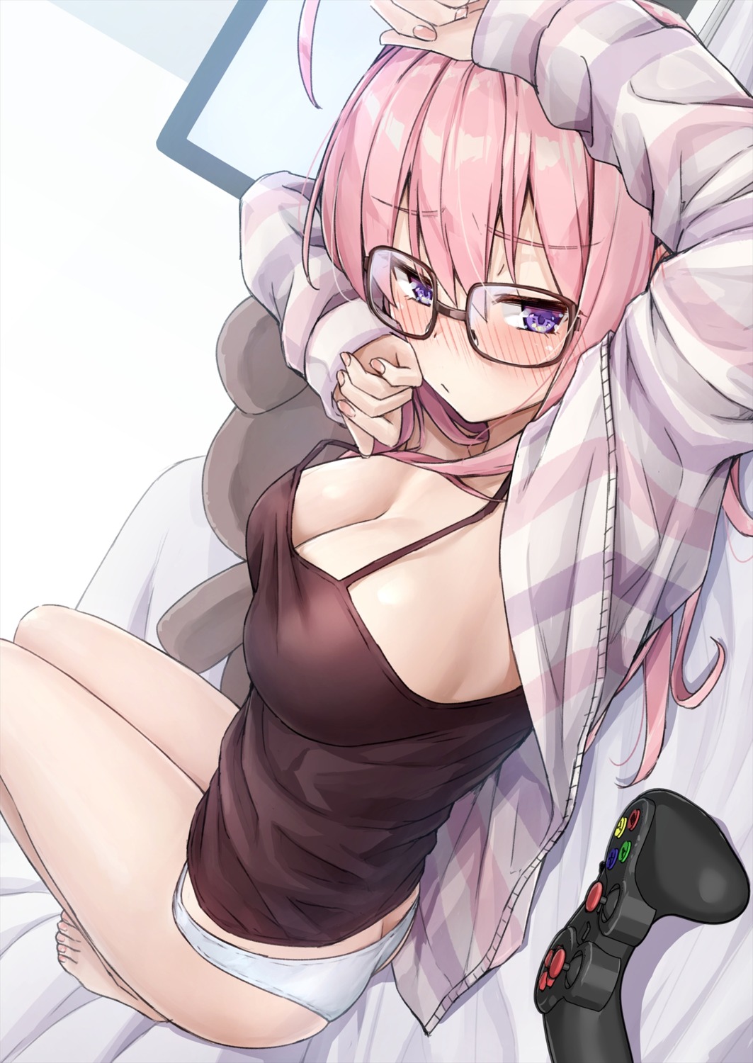 ideura_shizuri kotatsu_(kotatsu358) lingerie megane neet_kunoichi_to_nazeka_dousei_hajimemashita no_bra pantsu