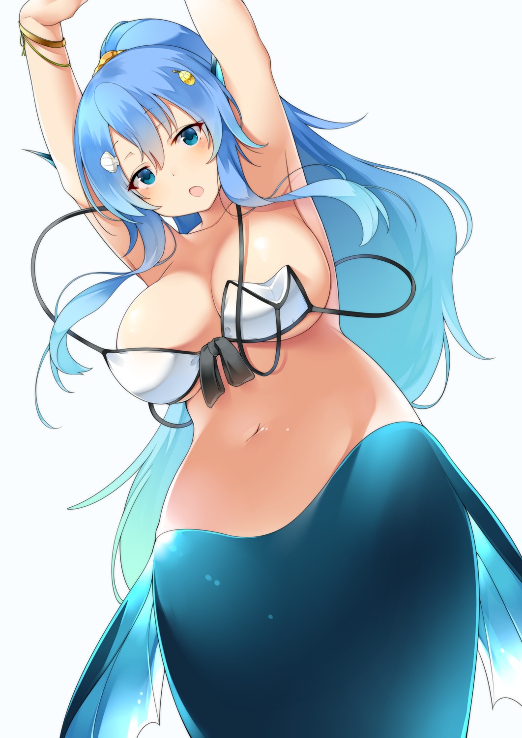 bikini_top matsunoki mermaid monster_girl swimsuits wardrobe_malfunction