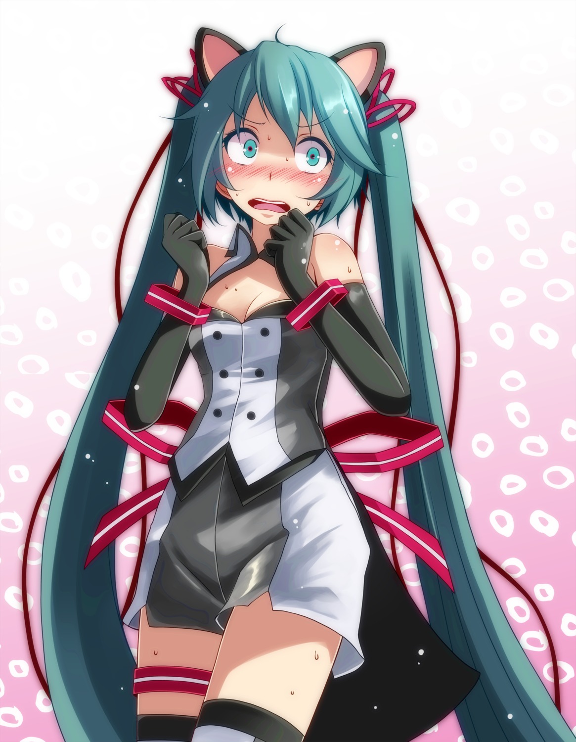 animal_ears cleavage garter hatsune_miku nekomimi thighhighs tsukishiro_saika vocaloid