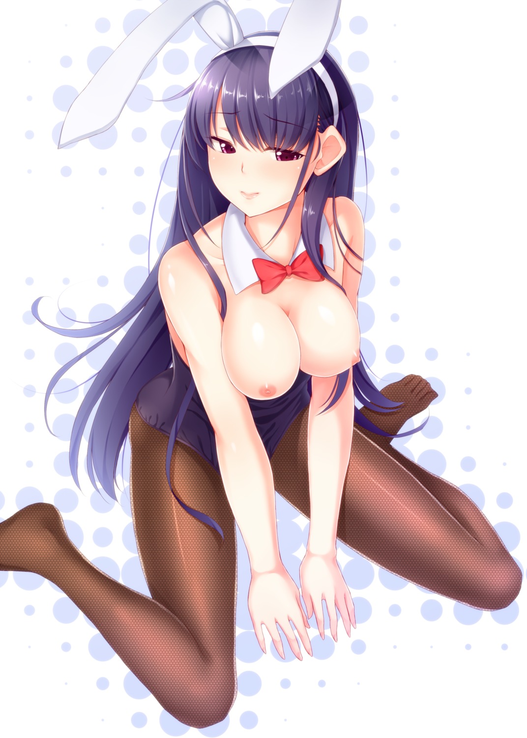 animal_ears breasts bunny_ears bunny_girl dabadhi fishnets grisaia grisaia_no_kajitsu nipples pantyhose sakaki_yumiko