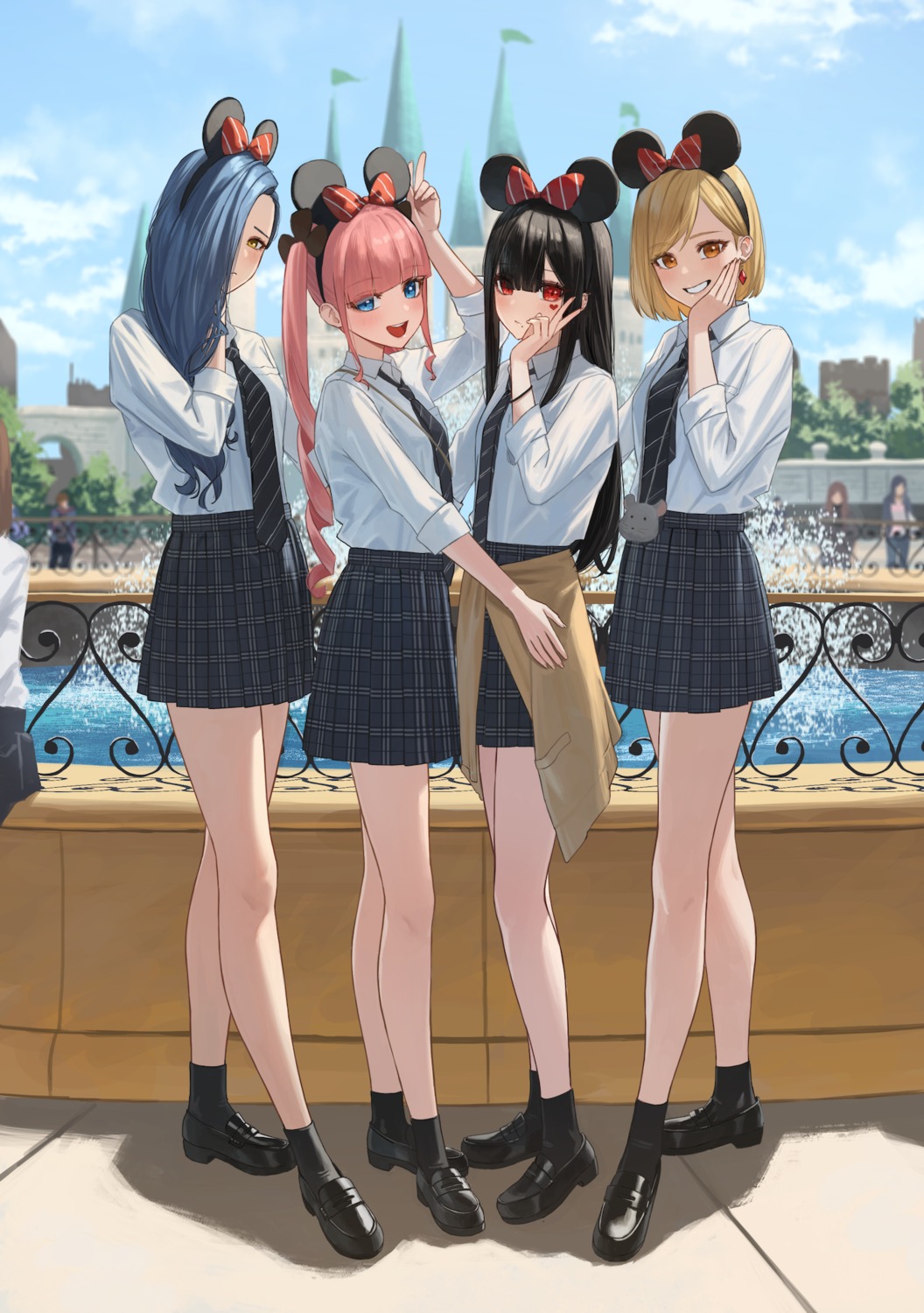 animal_ears enokawa_kokoro hara_kenshi kimishima_touka kunitomi_ryouka kuroba_mitsuha seifuku sweater tattoo