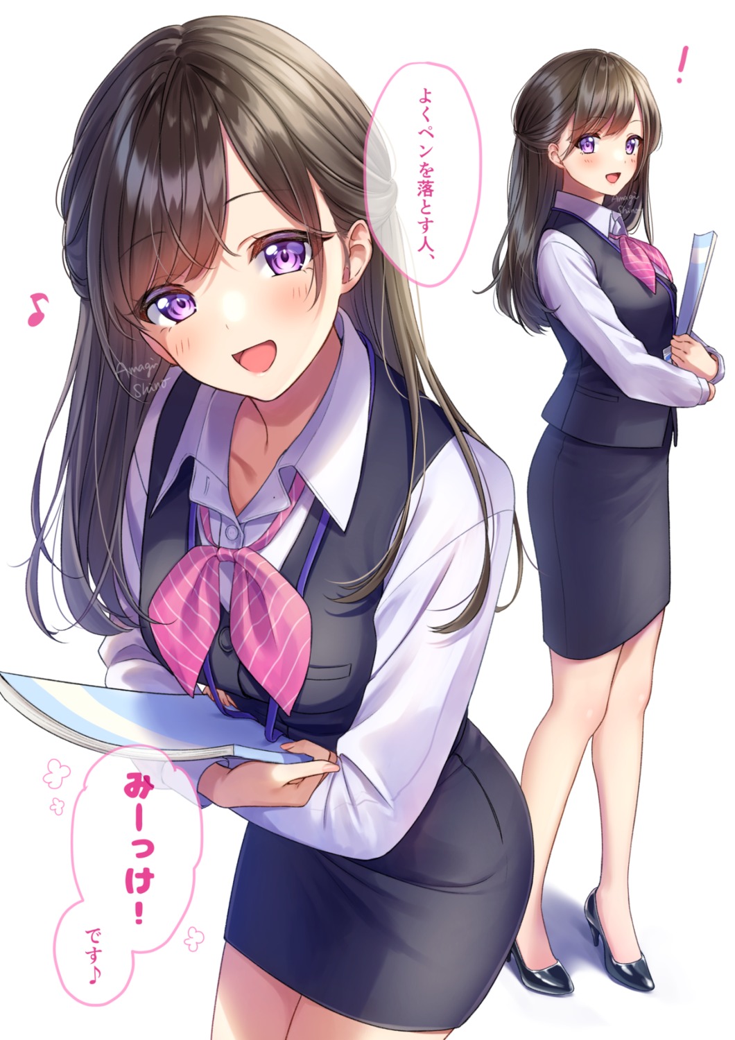 amagi_shino business_suit heels