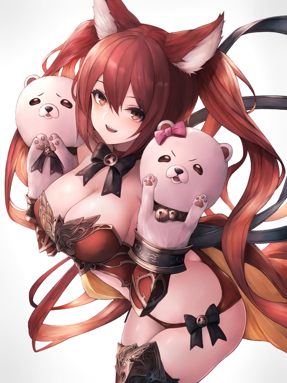 animal_ears armor artist_revision bikini_armor cerberus_(shingeki_no_bahamut) cleavage granblue_fantasy pantsu shadowverse shingeki_no_bahamut snm_(sunimi) thighhighs