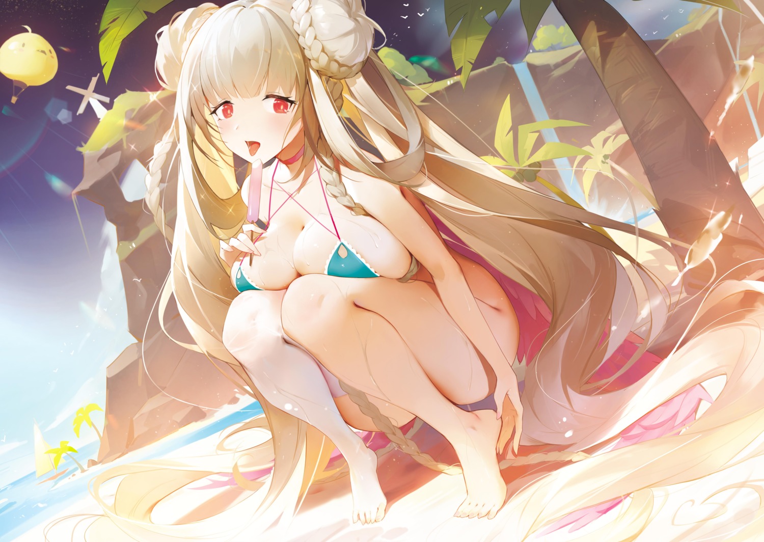 azur_lane bikini_top bottomless feet formidable_(azur_lane) helic_(7317helic) manjuu_(azur_lane) swimsuits thighhighs wet