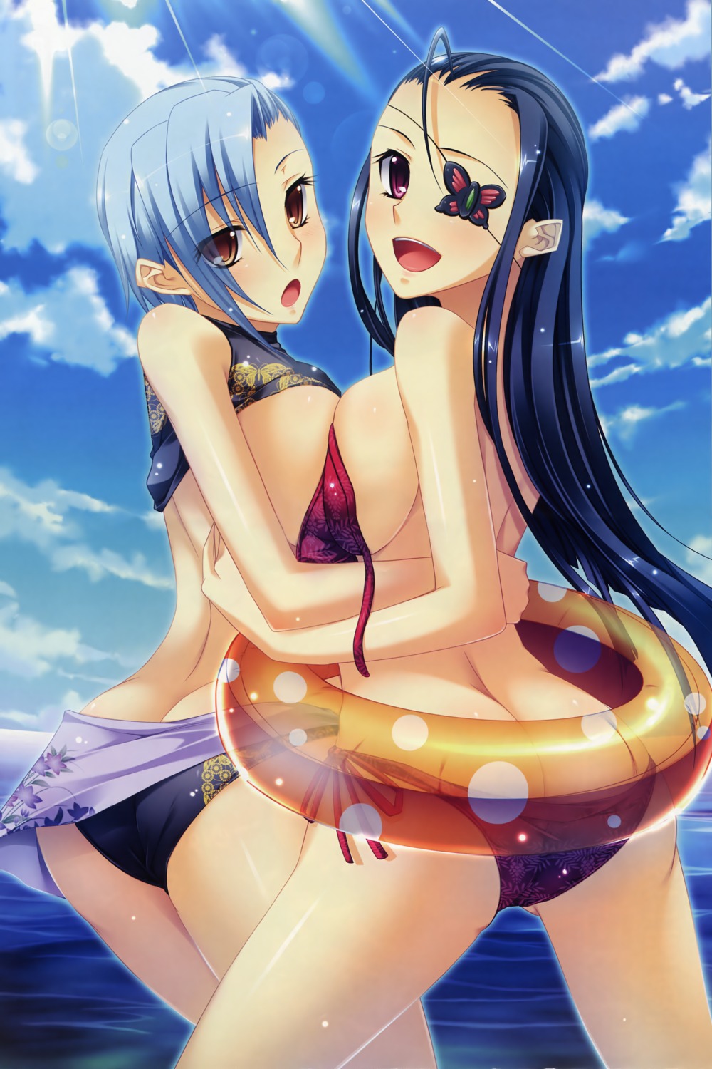 ass bikini bleed_through eyepatch kakouen kakouton kantaka koihime_musou swimsuits symmetrical_docking