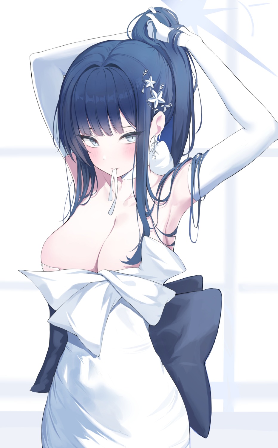 ahr_tato blue_archive dress halo joumae_saori no_bra