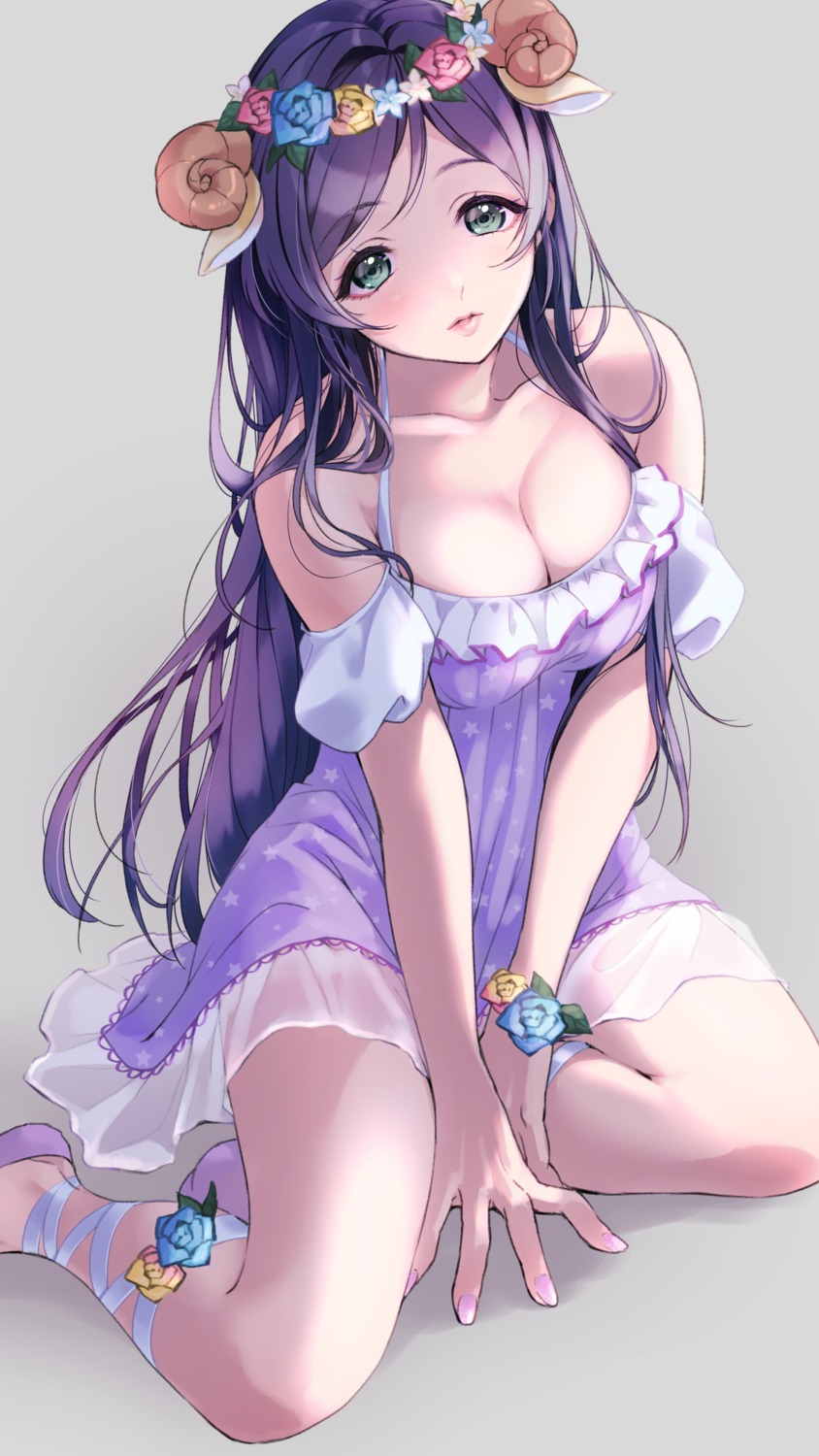 animal_ears cleavage horns kate_iwana lingerie love_live! see_through toujou_nozomi